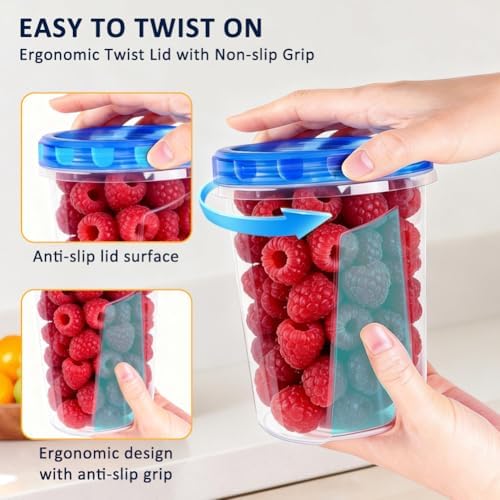 15 Pack 34oz Soup Freezer Storage Containers with Twist Lids for Meal Prep