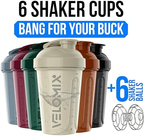 6 Pack 20oz Protein Shaker Bottle for Protein Mixes, Mood Tones