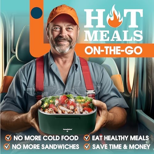 Electric Lunch Box for Adults 100W Heated Lunch Box For Men 1.5L Stainless Steel Portable Food Warmer, 12/24/110V for Travel & Work, Loncheras Electricas Para Calentar almuerzo