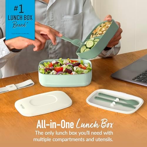 Classic Stackable 3-Compartment Adult Bento-Style Lunch Box