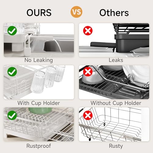 Expandable Dish Drying Rack for Kitchen Counter Dish Strainer Over the Sink