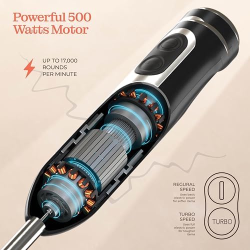 Powerful Immersion Blender, Electric Hand Blender 500 Watt with Turbo Mode, Detachable Base. Handheld Kitchen Gadget Blender Stick for Soup, Smoothie, Puree, Baby Food, 304 Stainless Steel Blades - Image 5