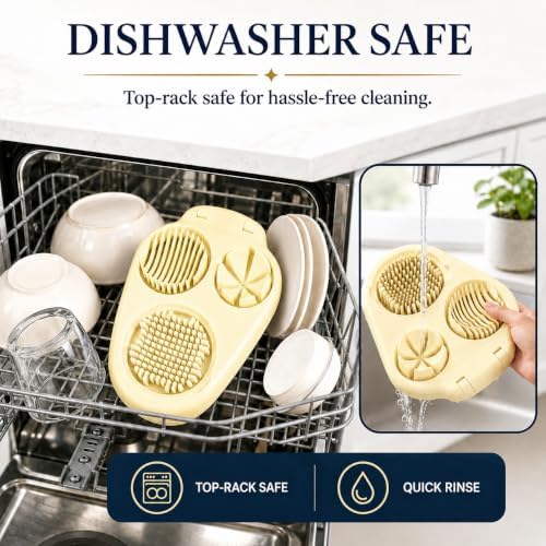 3-in-1 Egg Slicer with 2 Cleaning Brushes, Hard Boiled Egg Cutter, 3 Cutting Modes & Steel Blades – Eggs, Cherry Tomatoes, Strawberries, Kiwi – Perfect for Salads, Breakfast & Family Meals – Yellow - Image 5