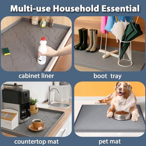 Waterproof Under Sink Mat 31" x 22" Kitchen Cabinet Liner Silicone