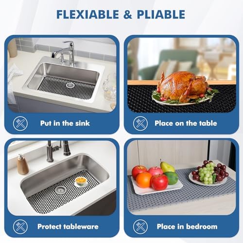 Silicone Sink Protectors for Kitchen Sink-26"x 14" Rear Drain
