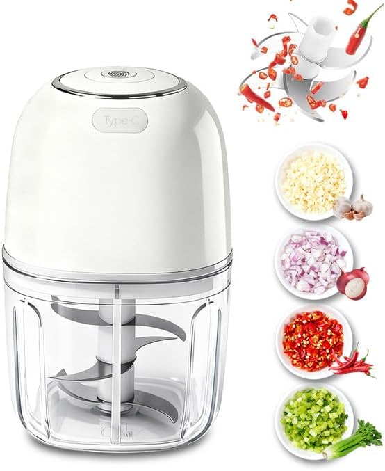 Electric Garlic Chopper, Mini Food Processor Veggie Grinder 350ML