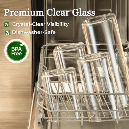 Glass Pantry Storage Containers (0.7qt/1.2qt/1.6qt) Set of 6 Jars