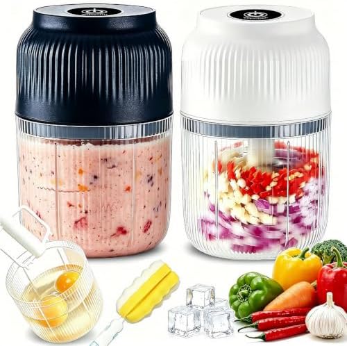 Household Electric Garlic Crusher, 2026 Upgraded 6 Blade Electric Garlic Chopper, Usb Rechargeable Cyclone Food Chopper for Garlic, Onion, Ginger, Chili And Fruit (2pc-mix) by Unknown