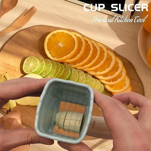 Cup Slicer - [NEW] Fruit Slicers Cup Egg Slicer, Stainless Steel Banana Strawberry Cutter, Quickly Making Soft Fruits, Vegetables Cutting Kitchen Gadget (Blue) - Image 2