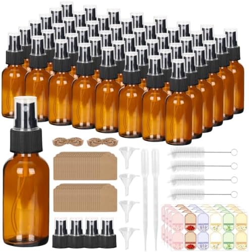 STARSIDE 1oz Amber Glass Spray Bottles 48-Pack with Fine Mist Sprayer by STARSIDE