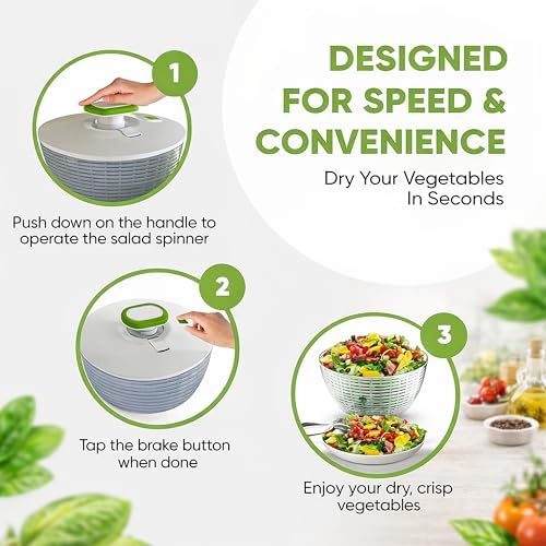 Large 6.2-Quart Collapsible Salad Spinner and Leafy Green Washer