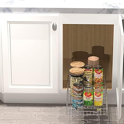 Under Cabinet Pull Out Sliding Shelf, 21" Dx11 W, Chrome