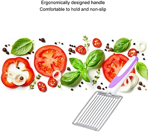 Luncheon Meat Cutter,Stainless Tomato Slicer Fruits Cutter Luncheon Meat Slicer with Handle Cheese Boiled Egg Ham Tomato Serrated Slicing Knife (Purple 2pcs) - Image 6