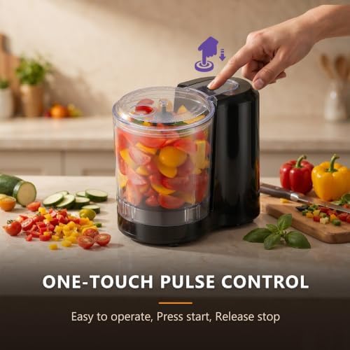 Food Chopper Electric 3-Cup, Pulse & Stainless Steel Blade, Black