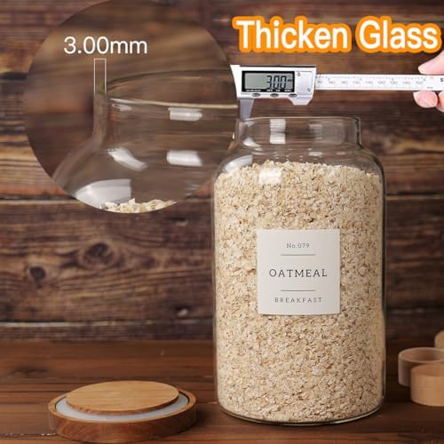 2 PCS Large Glass Jar with Airtight Lid, Glass Food Storage Jars for Tea,Spice,Cereal, Egg,Flour,Coffee and More(98 FL OZ/2800 ml)