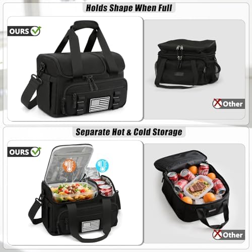Lunch Box for Men Women, 15L Insulated Lunch Bag with Hot/Cold Compartment