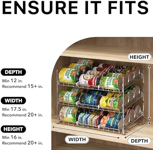 3-Tier Stackable Can Organizer Rack Hold 36 Cans, Chrome