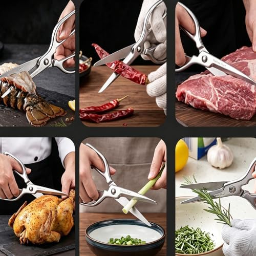 Kitchen Scissors, Poultry All Stainless Steel Shears for Meat & Herbs