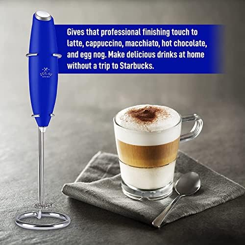 Zulay Kitchen Milk Frother Handheld Electric Whisk, Drink Mixer Wand, Blue - Image 3