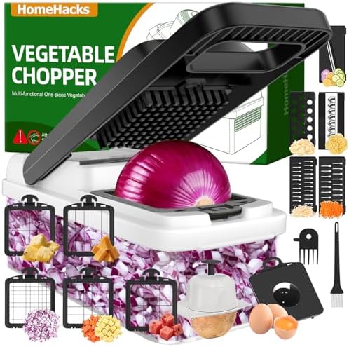 Veggie Chopper Vegetable Cutter, 15 in 1 Kitchen Gadget, White