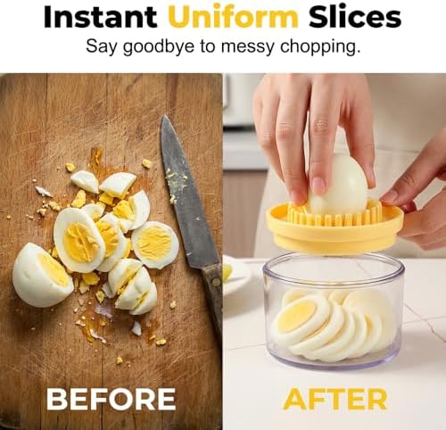 4 In 1 Egg Slicer for Hard Boiled Eggs, Egg Cutter with Stainless Steel Wires, Multifunctional Kitchen Tool for Slicing Wedging Quartering, Also Cuts Strawberries Kiwifruit Mushroom (1PCS)
