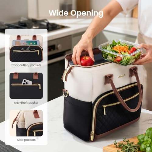 Lunch Bag Women, Insulated Lunch Box for Women with Cup Holder