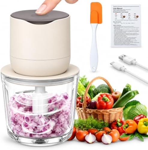 Electric Garlic Chopper Glass 600ML, Rechargeable Cordless Food Chopper by Unknown