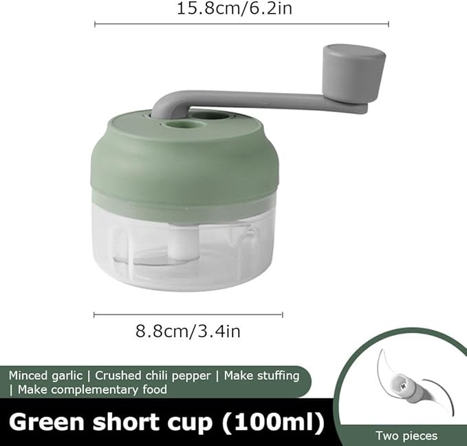 Baby Food Grinder & Manual Garlic Chopper, Portable Hand Operated Garlic Crusher Garlic Mincing Tool Garlic Masher Handheld Garlic Press for Outdoor Picnics and Home Use