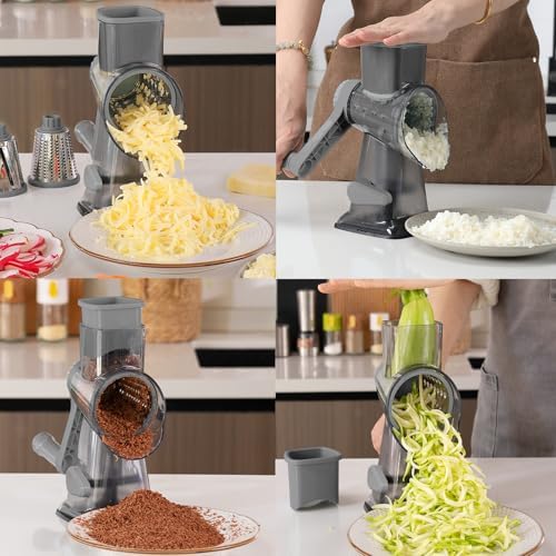 Rotary Cheese Grater with Handle, Multifunctional Cheese Shredder