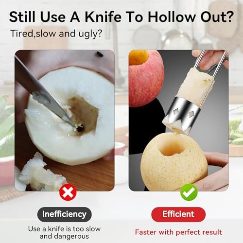 2PCS Red Bell Pepper Seed Corer, Stainless Steel Fruit Core Remover Apple Core Seed Remover Vegetable Corer Tool for Vegetables Fruit Kitchen Utensils (Silver)
