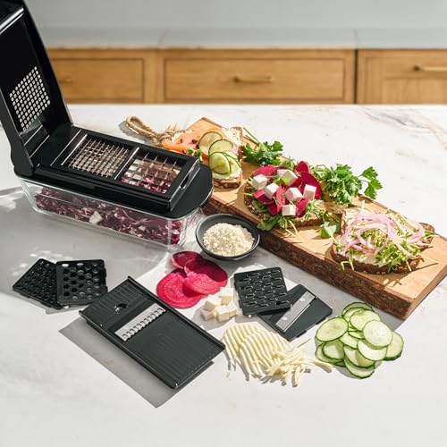 Le'raze 13-in-1 Vegetable Chopper Pro with Glass Container, Stainless Steel Blades, BPA-Free, Mandoline Slicer, Manual - Image 4