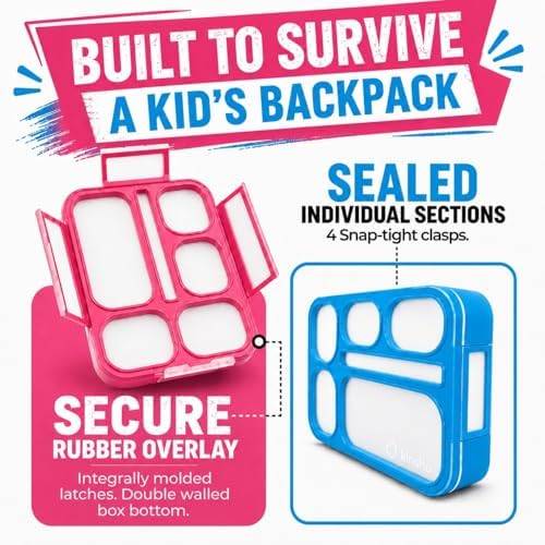 Bento Lunch Box Containers for Kids, Adults, Set of 2 (Pink & Blue)