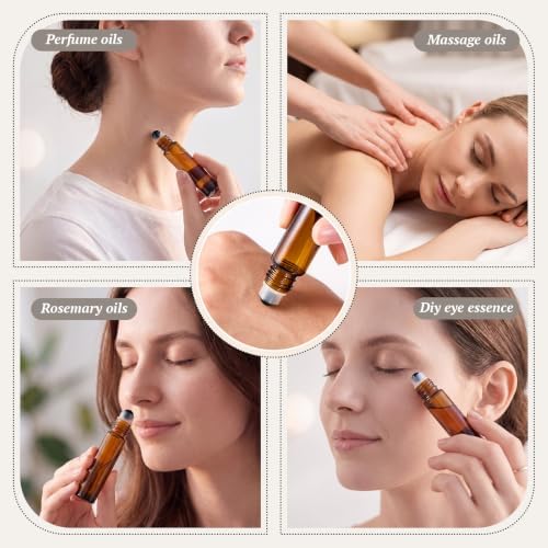 20 Pack Glass Roller Bottles for Essential Oils, 10ml, Black, Obsidian - Image 5