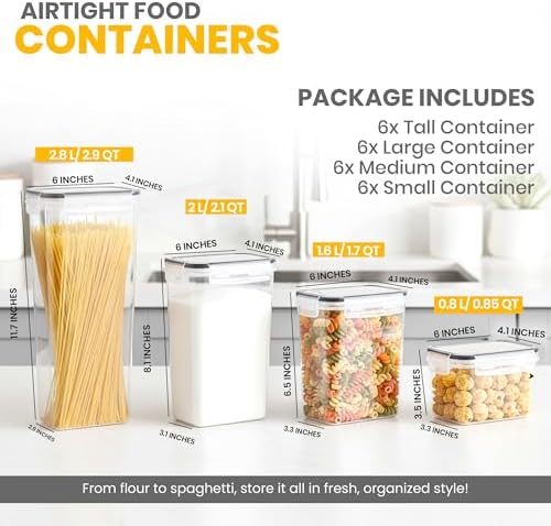Plastic Airtight Food Storage Containers Sets with Lids, 24 Pack