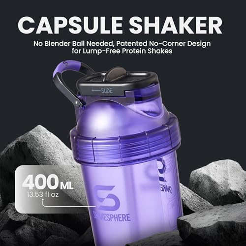 SHAKESPHERE Protein Shaker Bottle with Straw 13.5oz BPA-Free Tritan, Purple - Image 2