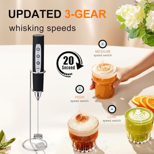 Handheld Milk Frother Wand for Coffee, Rechargeable Electric Whisk