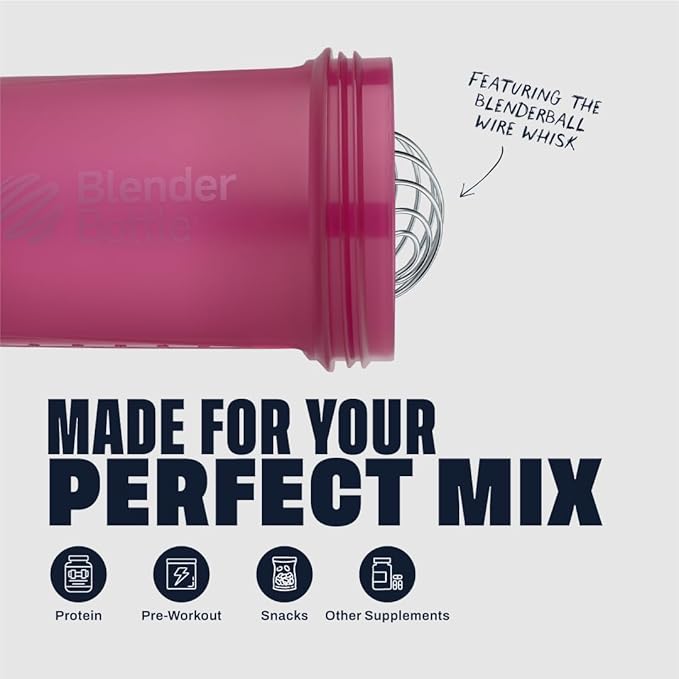 BlenderBottle Shaker Bottle with Pill Organizer and Storage for Protein Powder, Classic V2 ProStak System, 22-Ounce, Plum