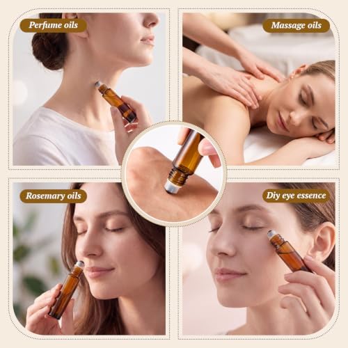 20 Pack Glass Roller Bottles for Essential Oils, 10ml, Gold, Tiger's Eye - Image 5