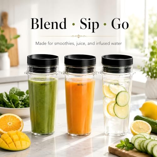 3-Pack 16oz Replacement Cups for Ninja Blender, Single Serve Smoothie Cups with Sip & Seal Lids, Compatible with BL660 BL770 BL780 BL740 Series, Dishwasher Safe - Image 6