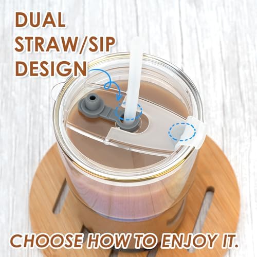 13 oz Glass Cups with Lids and Straws Reusable Iced Coffee Tumbler