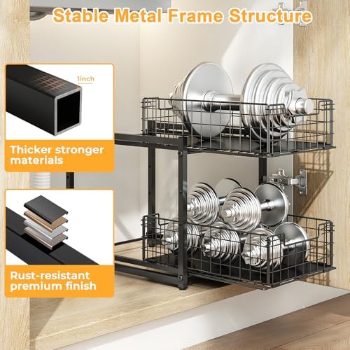 Under Sink Organizer, 2-Tier Pull Out Cabinet Organizer 2 Pack
