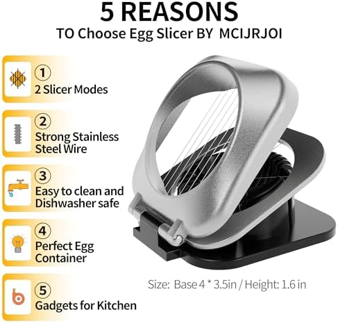 Multipurpose 3 in 1 Heavy Duty Egg Slicer, Stainless Steel Wire, Black Grey - Image 3