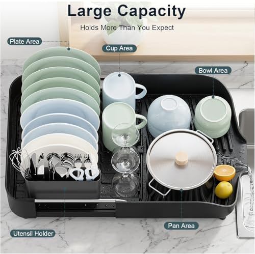 Dish Drying Rack, Expandable Dish Rack for Kitchen Counter