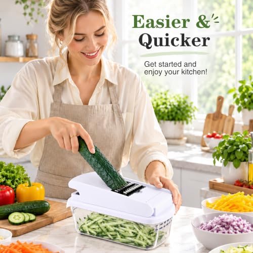 18-in-1 Vegetable Chopper Mandoline Slicer, Veggie Chopper with Container