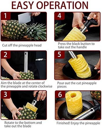 Pineapple Peeler Cutter, [2021latest] [thicker Sharp Blade] 430stainless Steel, Fruit Knife Slicer Spiral Pineapple Cutter Easy-to-use Kitchen Accessories