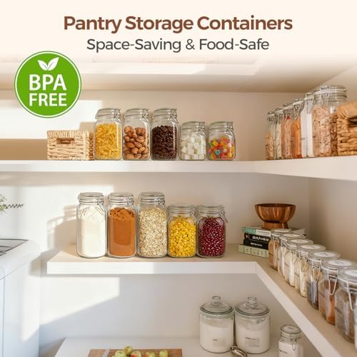 Large Square Glass Jars with Airtight Lids 78 oz 3 Pack Wide Mouth