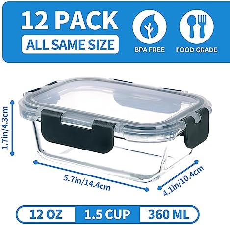 24-Piece Small Glass Food Storage Containers with Lids Airtight