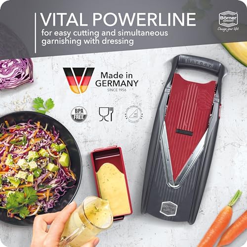 Mandoline Slicer Vital (Profi Set) • Vegetable Slicer with Stainless Steel V-Blade & Dressing Function • 12 Cutting Styles • For Slices, Zoodles, Strips, & Dices in Various Thicknesses