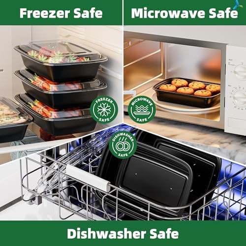 38oz Meal Prep Containers, 50 Pack Disposable Food Storage Boxes with Lids