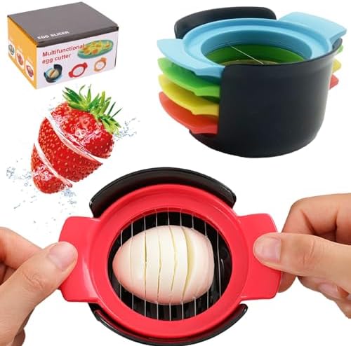 4-in-1 Stainless Steel Egg Slicer for Hard Boiled Eggs, Fruits & More – Effortless Egg Cutter for Salads, Sandwiches, Charcuterie Boards – (Perfect for Strawberries, Bananas, Grapes) by Vilbocr